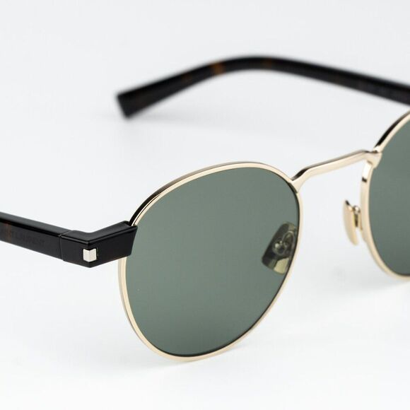 NEW Saint Laurent SL707 002 Gold Havana Green Oval Unisex Sunglasses - Picture 7 of 12